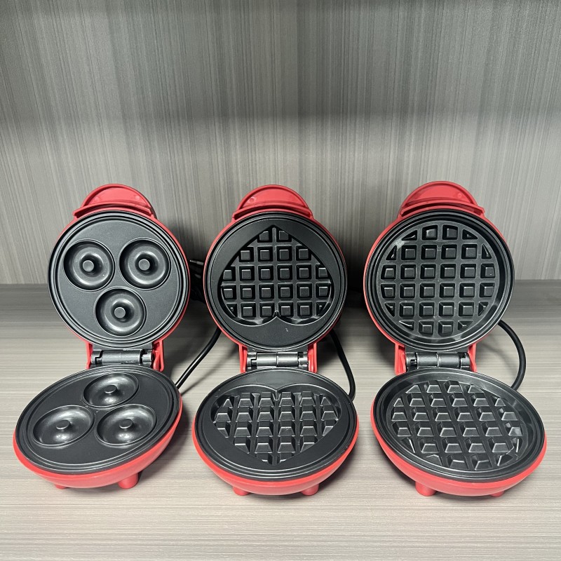 Sandwich Press Grill - 多機能ミニハート型ワッフルメーカー両面加熱朝食トースター、ポータブルベーキングマシン家族パーティー用