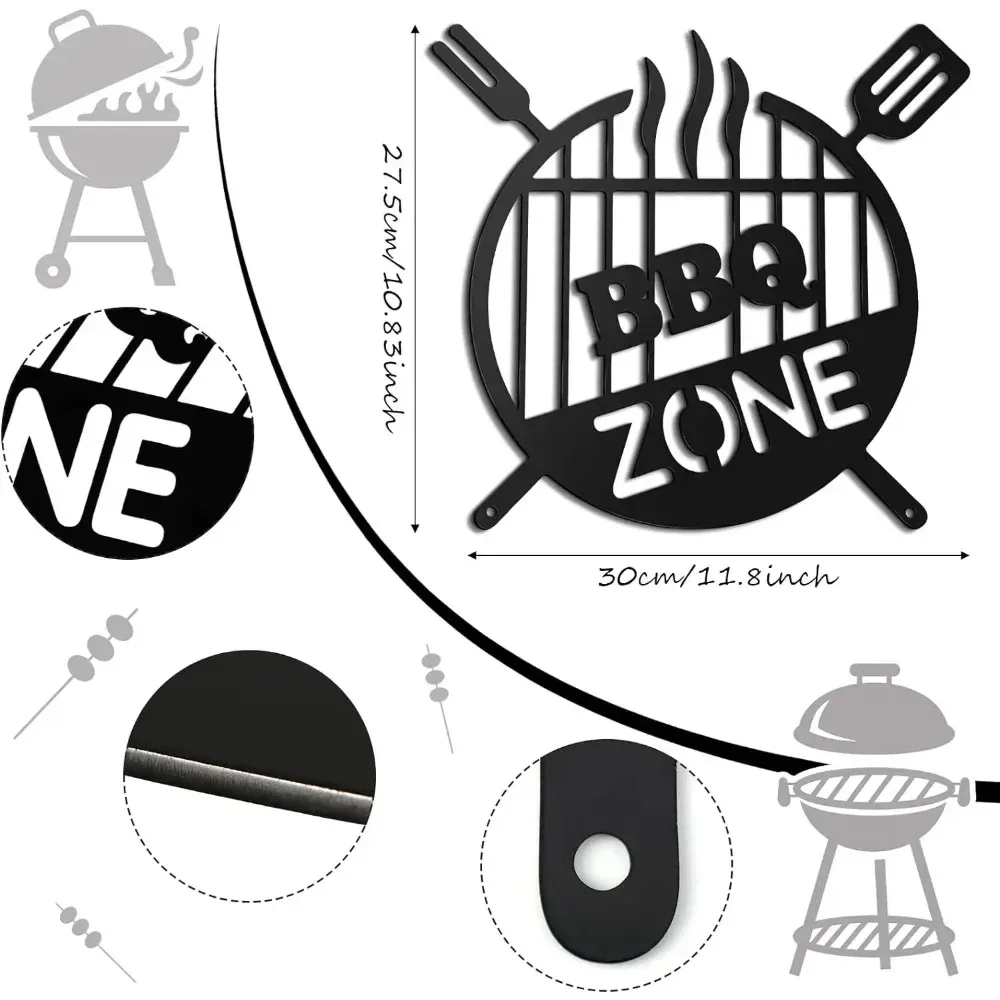 錬鉄製BBQウォールアート、レトロメタルグリルサイン、屋外キ - Kitchen Appliances Vintage のレビューと価格
