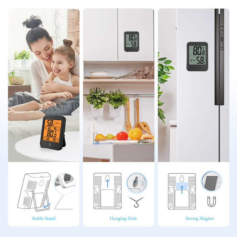 屋内デジタル温度湿度計スタンドマグネット付きポータブルハウス - Kitchen Appliances Video のレビューと価格