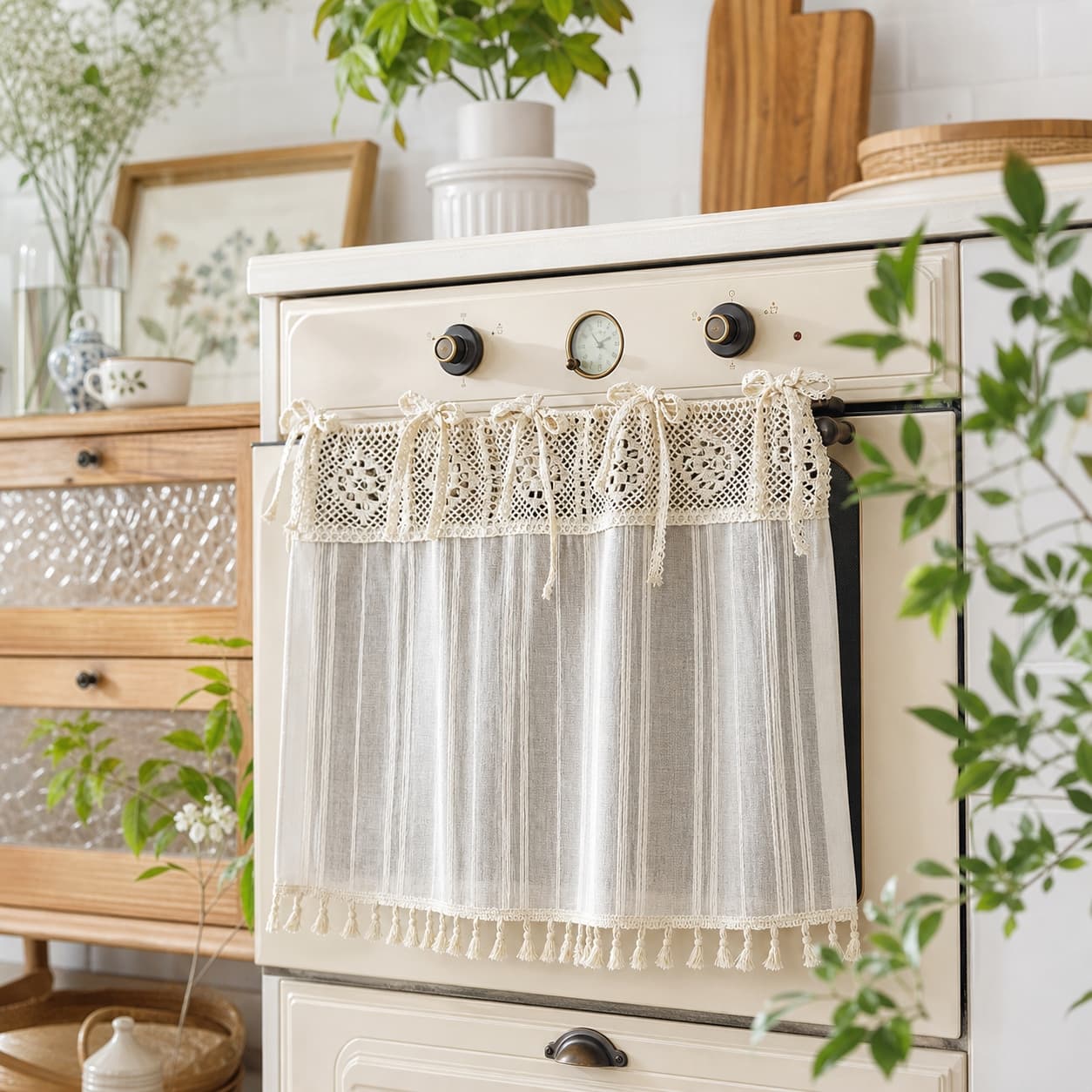 1PC レトロストライプ中空ショートカーテン、タイトップ、キ - Kitchen Appliances Vintage のレビューと価格