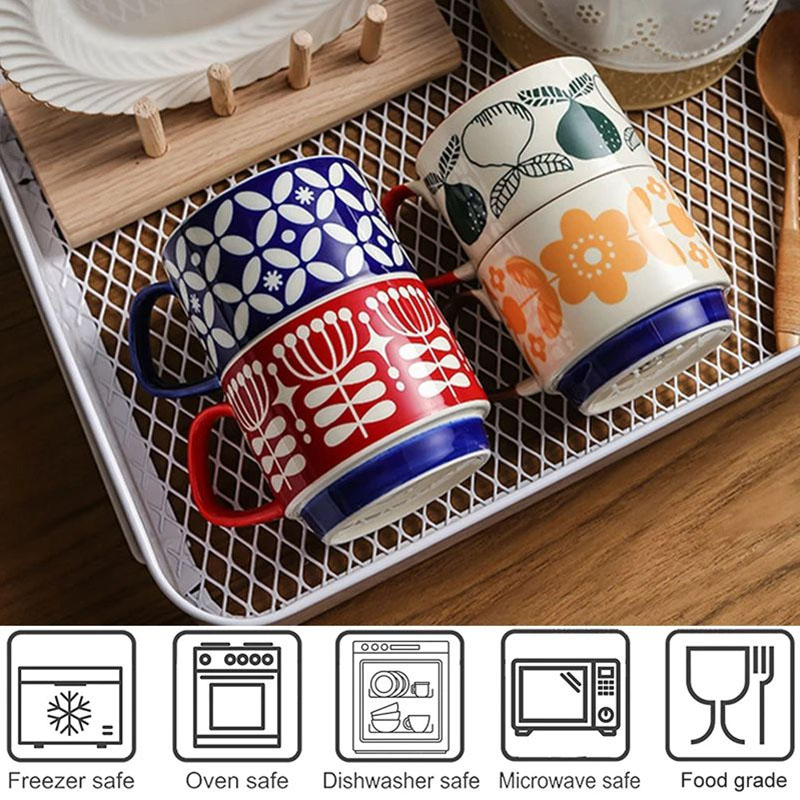 300 ミリリットル日本の花コーヒーマグセットレトロセラミッ - Kitchen Appliances Vintage のレビューと価格