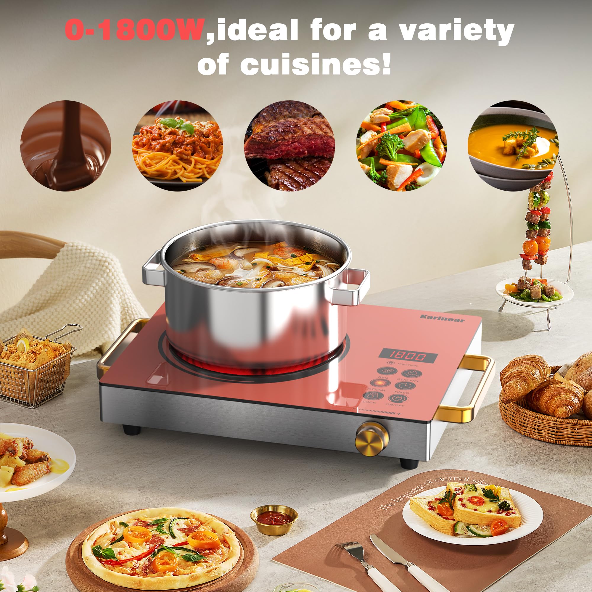 Karinear ポータブル電気ストーブ 110V、1800 - Kitchen Appliances Electric Stove のレビューと価格
