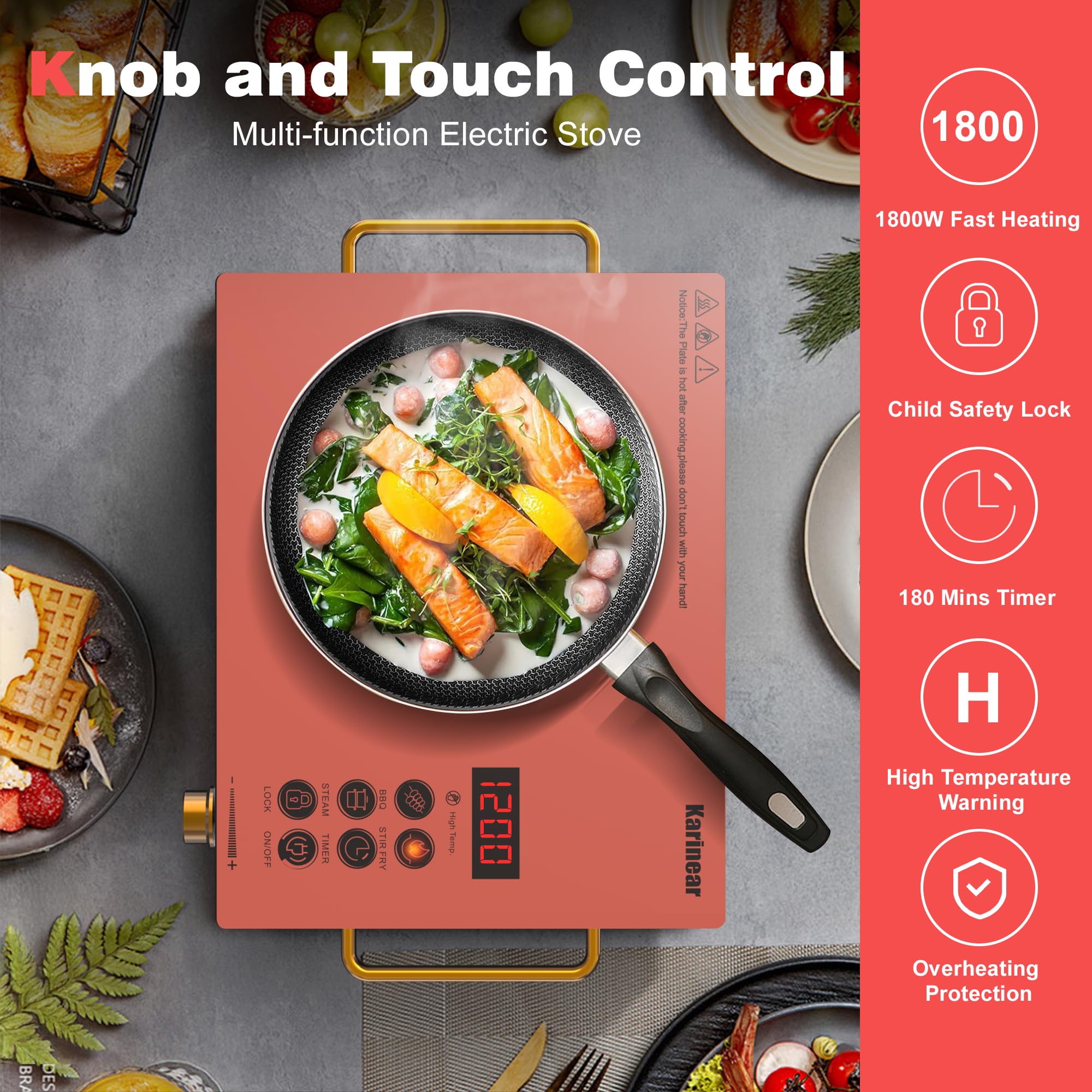 Karinear ポータブル電気ストーブ 110V、1800 - Kitchen Appliances Electric Stove のレビューと価格