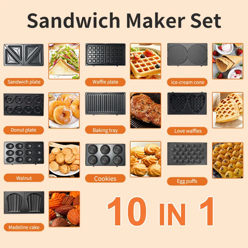 220/110V 家庭用電化製品 10 in 1 サンドイッ - Sandwich Press Grill のレビューと価格